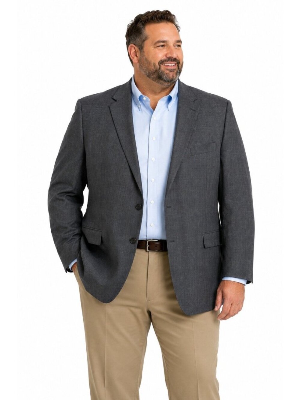 STAFFORD jacket blazer gray glen plaid 50 Big Reg coolmax all season ecomade
